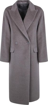Tagliatore Linden Double Breasted Long Coat - Dames - Mantel - Grijs - M - Wol - Jassen