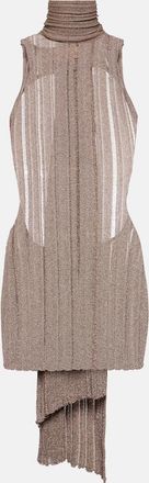 Aya Muse Ribbed-knit lame minidress