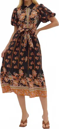 Entro Botanical Bloom Dress In Black