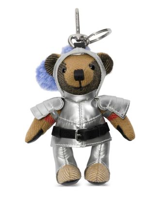 Burberry Thomas Bear charm - women - Cashmere/Polyester/Polyester/Calf Leather - One Size - Grey