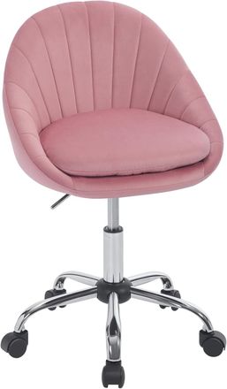Woltu Woltu - Silla De Oficina Ergon&oacute;mica De Terciopelo Acolchada Giratoria Regulable En Altura, Rosa