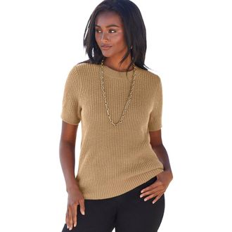 Jessica London Shaker Tee in Soft Camel at Nordstrom, Size Small