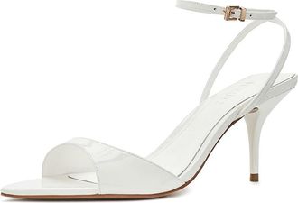 Schutz Elodie Buckle Womens Sandals White : 10.5 M, Leather