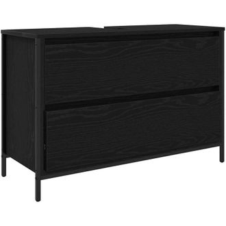 vidaXL vidaXL Mobile Lavabo da Bagno con Cassetti Rovere Nero 90x34,5x60 cm