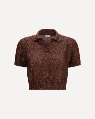 Brunello Cucinelli Linen, cashmere and silk Top with sequins Female L