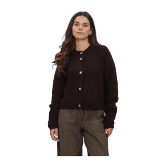 Second Female Andrea Knit Rib LS Cardigan - Dames - Truien - Bruin - Maat: M Wol