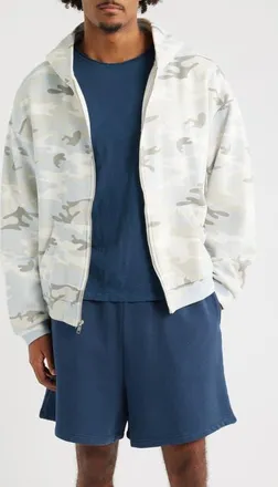 Elwood Camo Cotton Zip Hoodie in Soft Blue Camo at Nordstrom, Size Xx-Large