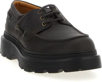 Tod's Leather Lace-Up Boat Shoe - Black