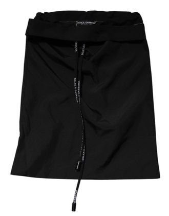Dolce & Gabbana Mens Black Green Logo Waistband Beachwear Short Swimwear And Nylon
