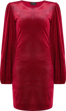 Faina Mini-jurk met lange mouwen Dames wijnrood