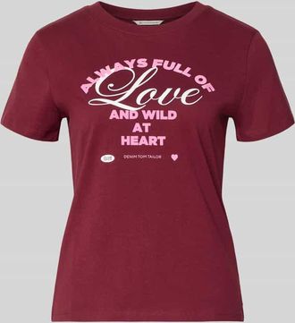 Tom Tailor Denim Regular Fit T-Shirt aus reiner Baumwolle in Bordeaux, Gr&ouml;&szlig;e XS