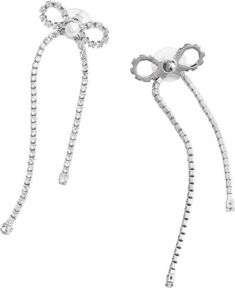 Self Portrait Womens Drop Earrings With Crystal Bow Silver Metallic Copper