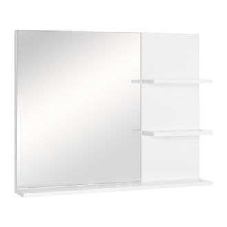 Kleankin Bathroom Mirror Wall Mount Vanity Mirror with 3 Storage Shelves - White | TJ Hughes