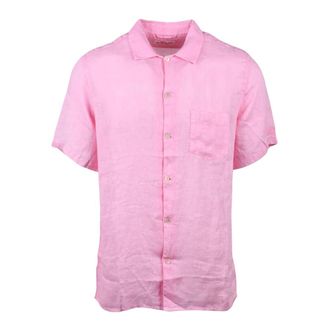 MC2 Saint Barth Overhemden, Heren, Roze, S, Linnen, Short Sleeve Shirt
