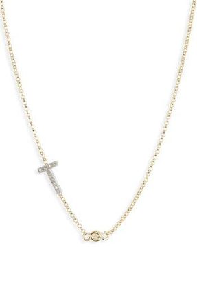 Meshmerise Bezel Diamond Initial Chain Necklace - 0.2ct. in Yellow-T at Nordstrom Rack