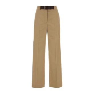 Tory Burch Tory Burch, Wide Trousers, female, Beige, Size: 2XS Beige Gabardine Pant