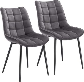 Woltu Pack De 2 Sillas De Comedor Asiento De Terciopelo Silla Dise&ntilde;o Ergonomica Silla Tapizada Estructura Met&aacute;lica Sill&oacute;n Con Respaldo Silla De Cocina Gris 