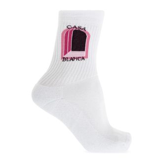 Casablanca Socks, male, White, Size: S Laurel Ribbed Sport Socks