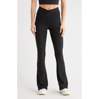 Yogalicious Wonderlink Madison Crossover Flared Leggings in Black at Nordstrom Rack, Size X-Small