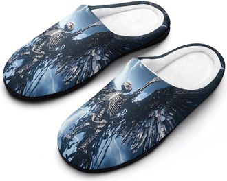 Generic Skull Angels-Skeleton Mens Slippers Comfortable And Non-slip Cotton Slipper Shoe for House