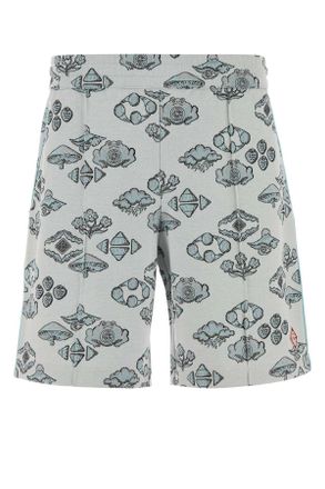 Casablanca Mens Embroidered Stretch Jacquard Bermuda Shorts - Light Grey Cotton - Size X-Large