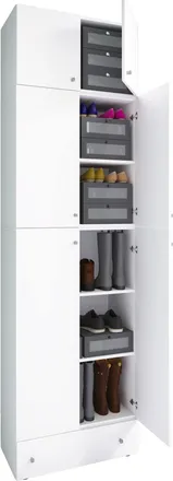 ebuy24 Gabinete De Zapato De Madera Vcm Dimensiones: Al. 240 X An. 70 X P. 39 Cm Armario Multiusos 5 Compartimentos 4 Puertas Rotativas 2 Puertas Accesorio C