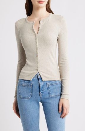 Frame Denim The Rib Splay Top in Oatmeal Heather at Nordstrom, Size X-Small