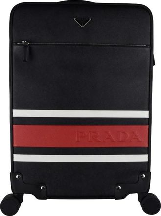 Prada Saffiano Leather Trolley - Heren - Handbagage koffer - Zwart - ONE Size - Leer - Koffers