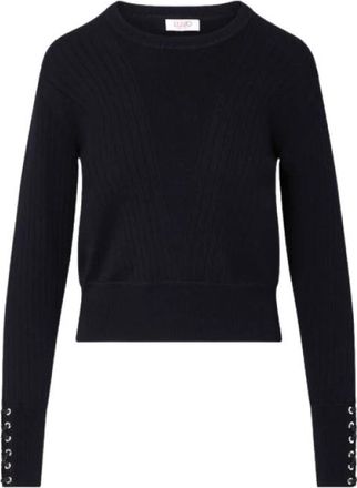 Liu Jo Tf 6080 Ms 63L Rib Knit Sweater - Dames - Ronde hals truien - Zwart - M - Polyester - Truien & Vesten