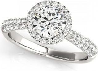 Allurez Tripple Row Diamond Halo Engagement Ring Palladium (1.08ct)
