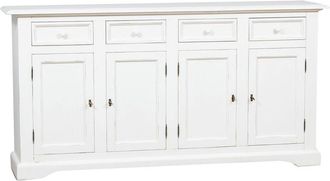 Biscottini International Alacena De Estilo Country De Madera Maciza De Tilo Acabada Con Efecto Blanco Envejecido 202 X45x103 Cm