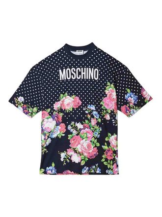 Moschino Dots And Roses T-Shirt Dress