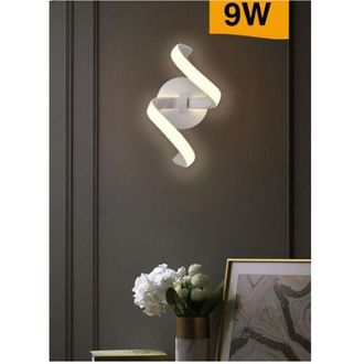 Trade Shop Trade Shop Traesio - Trade Shop - Applique Led Da Muro 9 Watt Curva Spirale Luce Naturale Fredda Calda E58 Bianca