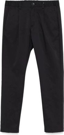 Herno Broeken, Heren, Blauw, S, Katoen, Logo-plaque Tapered Broek