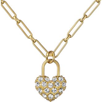 Ted Baker Paris Statement Pav&eacute; Crystal Padlock Pendant Necklace in Gold Tone/Clear Crystal at Nordstrom