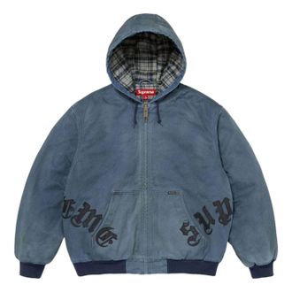 SUPREME FW26 Leather Appliqu&eacute; Hooded Work Jacket Navy SUP-FW26-063-NVY