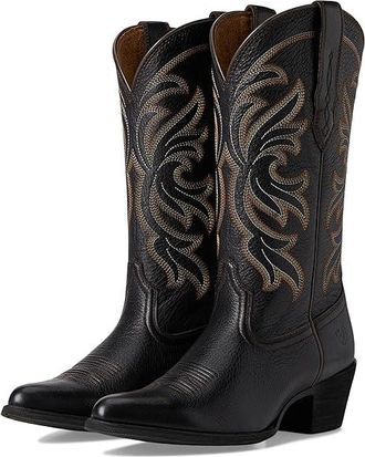 Ariat Heritage J Toe Stretchfit Western Boots Womens Shoes Black Deertan : 6.5 B - Medium, Leather