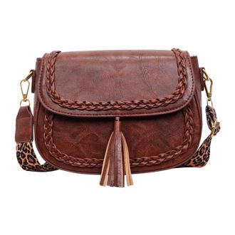 Generic Cymwer PU Leather Shoulder Bag Casual Flap Bag with Tassel Handbags for Women (Brown)