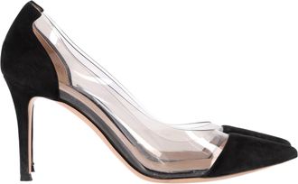 Gianvito Rossi Plexi 85 PVC Pumps in Black Suede
