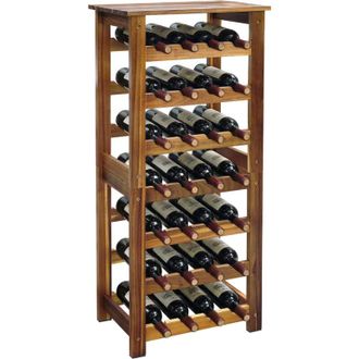 Relaxdays Relaxdays wooden wine rack, 28 bottles, acacia wood, 91.5 x 43 x 22 cm, for red & white, natural