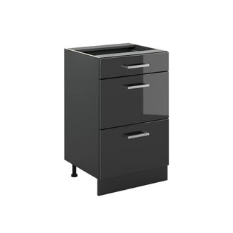 Vicco Mueble Bajo De Cocina R-line, Antracita Alto Brillo/antracita, 50 Cm Sin Encimera, Vicco