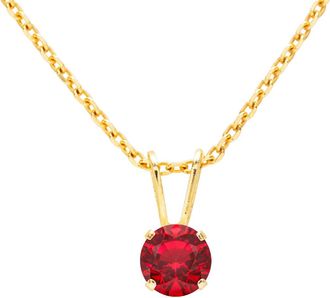 SuperJeweler 1/2 Carat Gemstone Solitaire Pendant Necklace in Gold with Free Chain - Multiple Gemstone Options Available