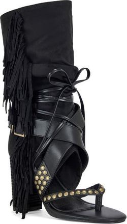 Azalea Wang Wilano Ankle Cuff Sandal in Black at Nordstrom, Size 8.5