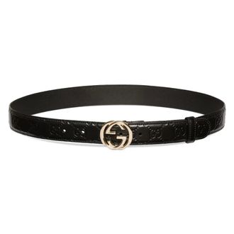 Gucci Belts, female, Black, Size: 80 CM Black Interlocking G Buckle Belt