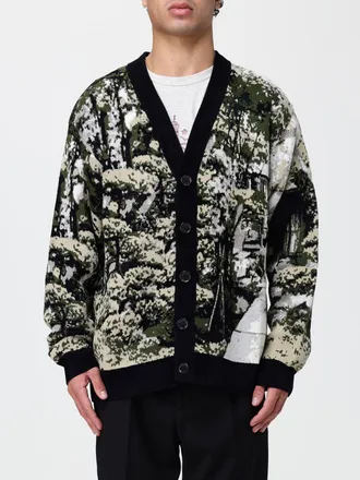 Kenzo Cardigan con scollo a V in misto lana e stampa grafica all-over