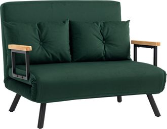 HOMCOM Click Clack 2 Seater Sofa Bed for Living Room - Guest Room - Green | TJ Hughes