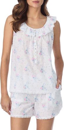 Eileen West Swiss Dot Cotton Shortie Pajamas in Pink Bouquet at Nordstrom, Size X-Small