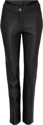 Notyz Chique Slim-Fit Leren Broek - Dames - Slim Fit Broeken - Zwart - S - Leer - Broeken