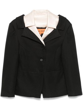 Stine Goya double-collar tailored jacket - women - Viscose/Polyester/Recycled Polyester - S - Black