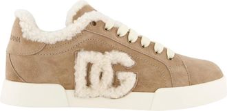 Dolce & Gabbana Schoenen, Dames, Beige, 37 EU, Beige Portofino Sneakers voor dames